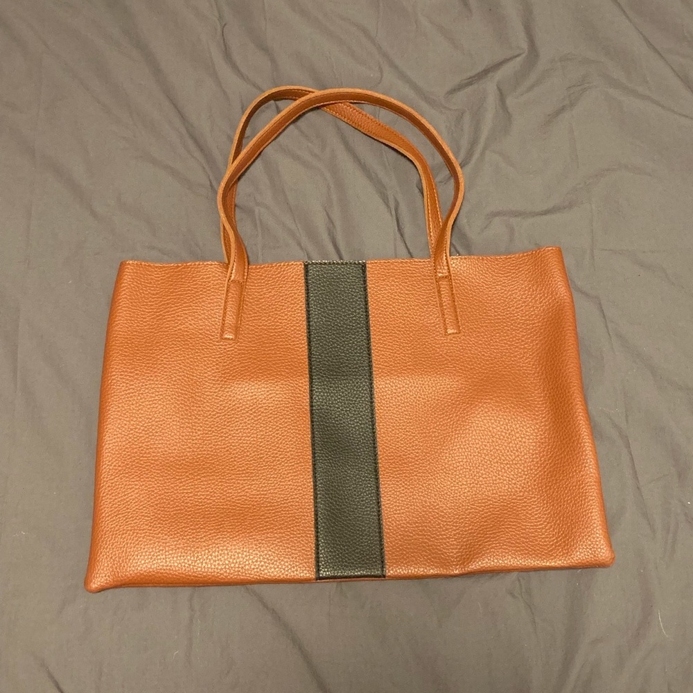 Vince Camuto Luck Brown & Black Leather Vegan Tote - Picture 4 of 8